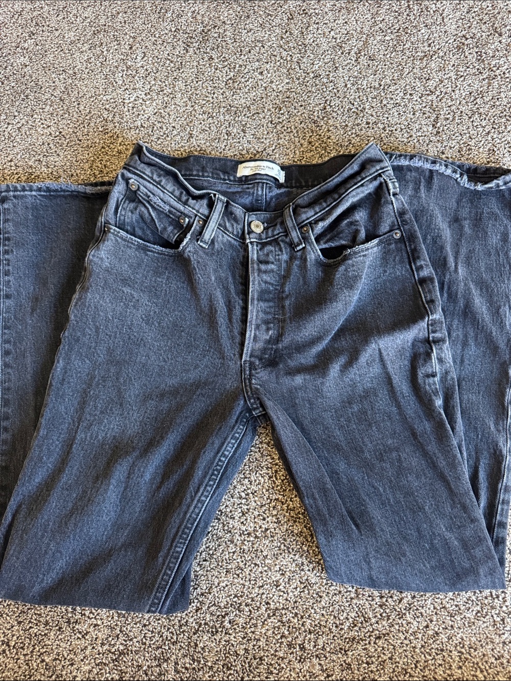 Abercrombie & Fitch 90s Baggy Low Rise Black Charcoal Straight Jeans